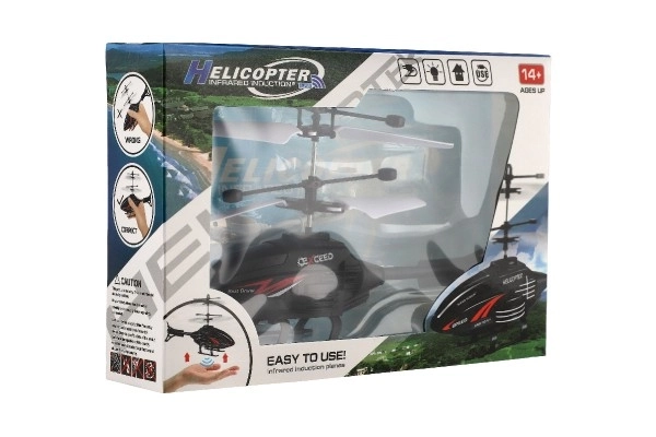 Elicopter Plastic 16cm Reacționând la Mișcarea Mâinii cu Cablu de Încărcare USB