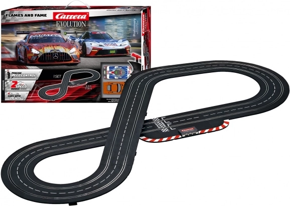Pistă auto Carrera Evolution Flames and Fame 5,3 m cu Mercedes‑AMG GT3 și KTM X‑BOW