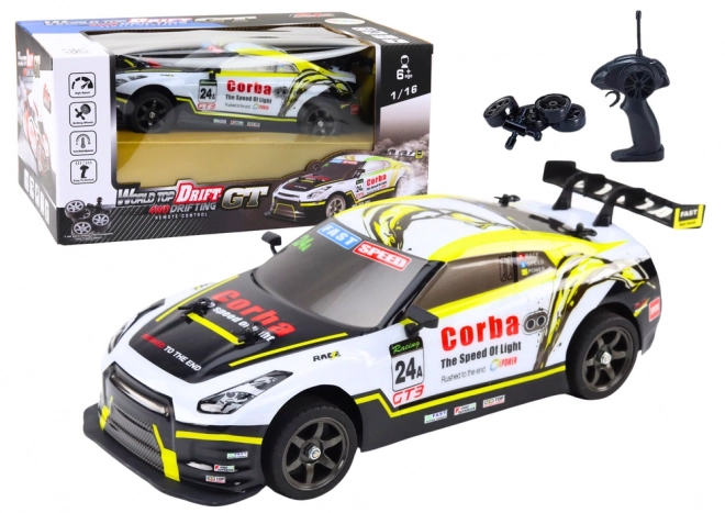 Mașină Sport RC pentru Drift, Scara 1:16, Cu Roți Interșanjabile Biuo-Galbene