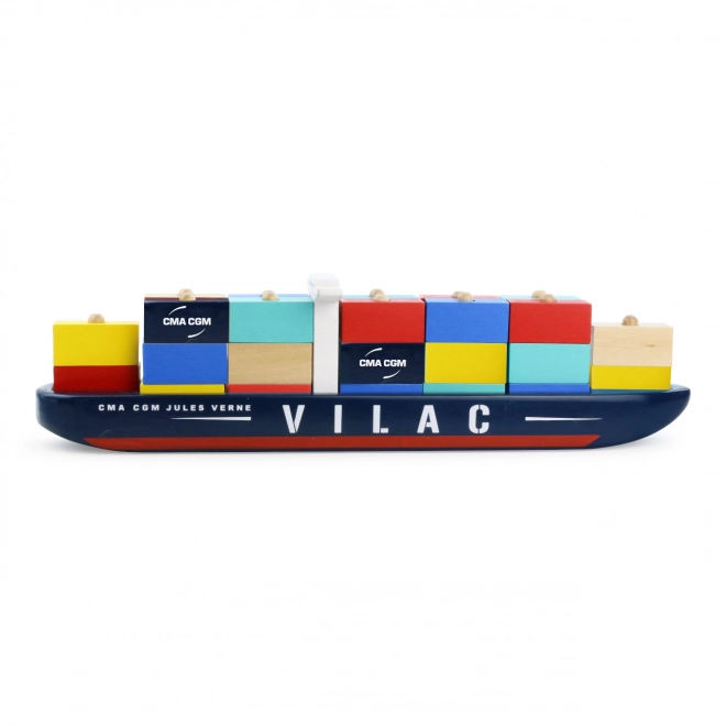 Vilac Navă container din lemn CMA CGM Jules Verne