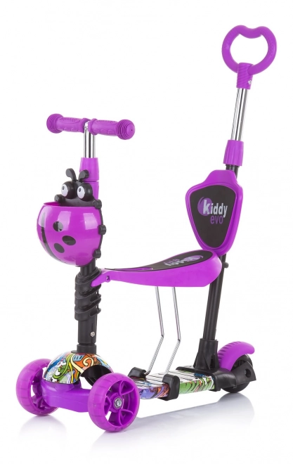 trotinetă cu bară de direcție Kiddy Evo 3 în 1 Albastră – Graffiti Violet