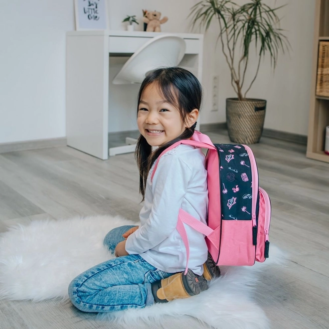 Rucsac pentru copii Barbie roz-negru
