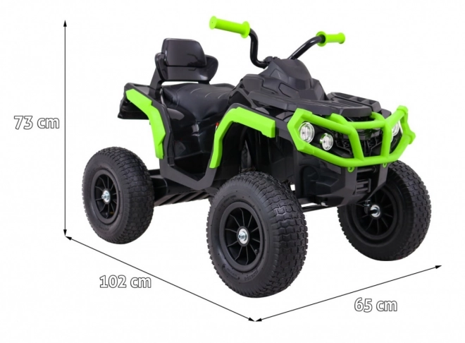 ATV electric pentru copii Air quad negru-verde + roți gonflabile + radio MP3 + start lent