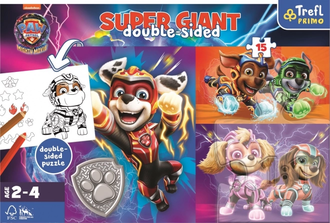 Puzzle dublu Paw Patrol: Echipa grozavă Super Giant 15 piese