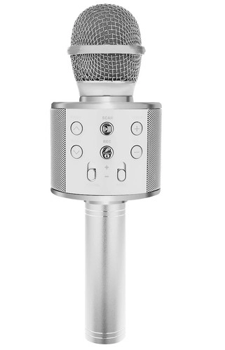 Mikrofon karaoke wireless cu difuzor – argintiu