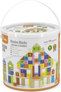 viga cuburi educative din lemn 100 buc – litere și cifre