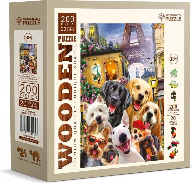 Puzzle din lemn Cățeii din Paris 200 piese