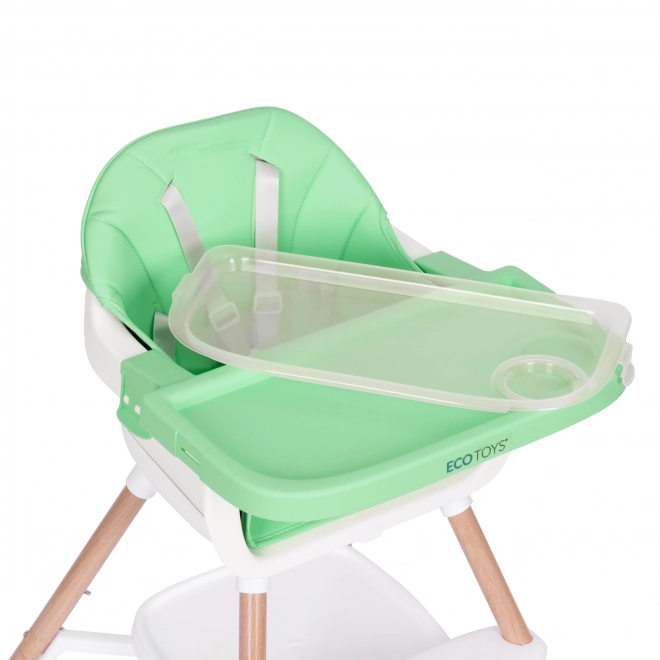 Scaun de masă pentru copii 2-în-1, verde, Ecotoys