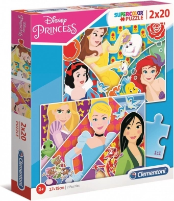 puzzle 2×20 piese super color – prințese