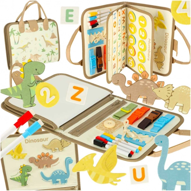 Geantă senzorială Montessori cu dinozauri