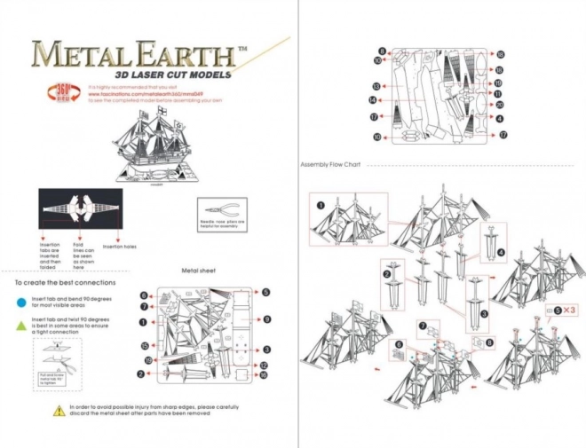 puzzle 3D metal earth vasul golden hind