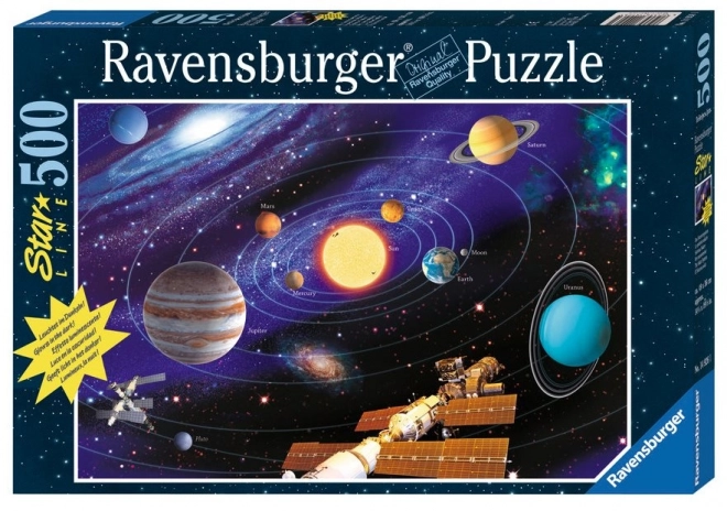 Puzzle fosforescent Soarele și Planetele 500 piese