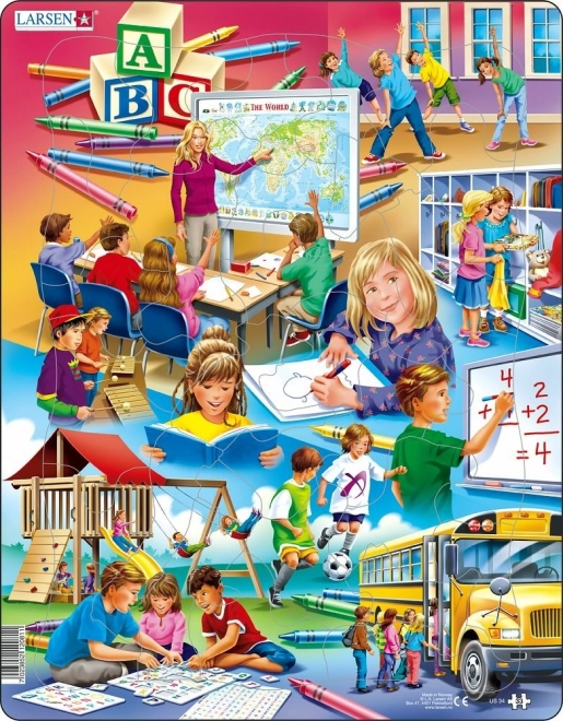 Puzzle educativ școală LARSEN 33 piese