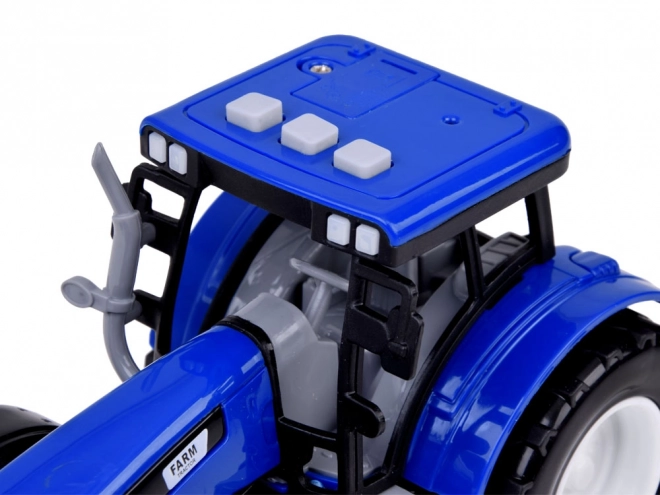 Tractor albastru pentru micii fermieri cu sunete și lumini