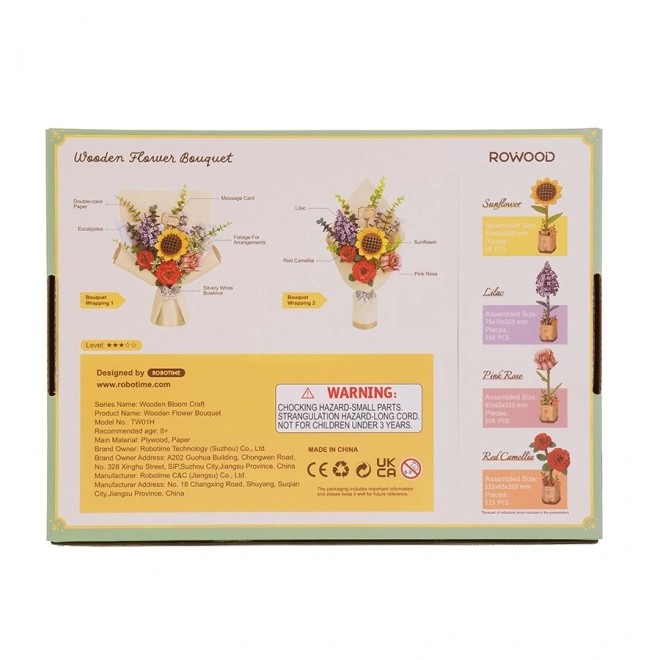 Puzzle din lemn 3D buchet de flori Rowood
