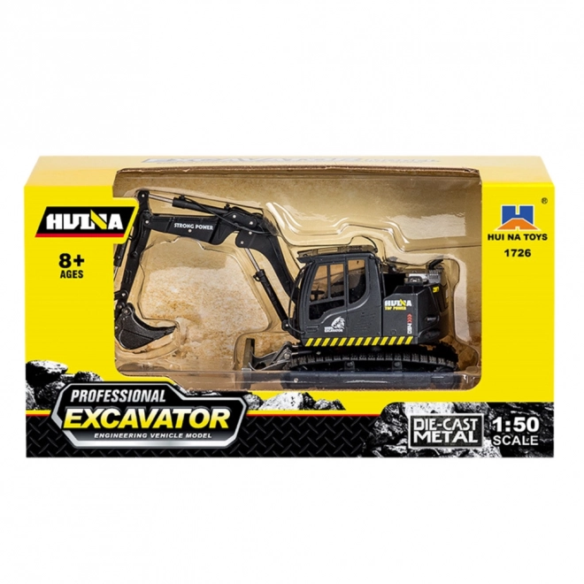 Excavator cu șenile metalic cu buldozer Huina negru 1:50
