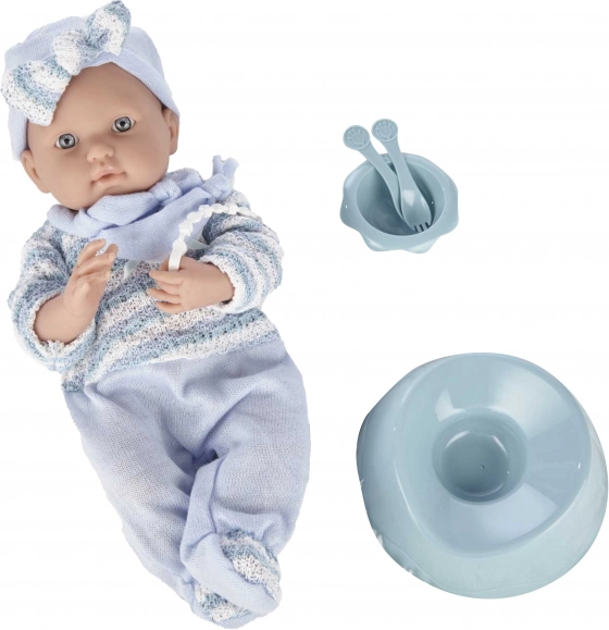 bebeluş în salopetă albastră 40 cm cu accesorii