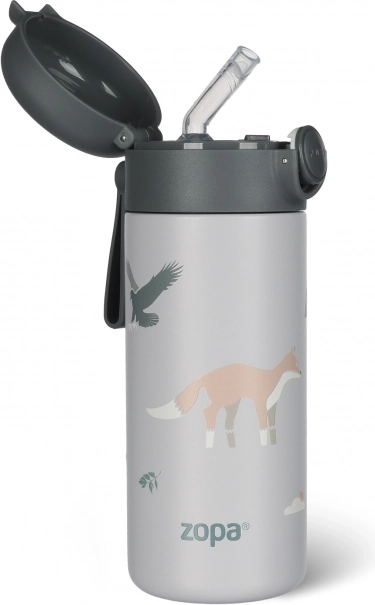 Termos pentru lichide cu pai și suport din silicon 350 ml, Mountains