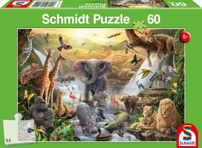 Puzzle Animale în Africa 60 piese