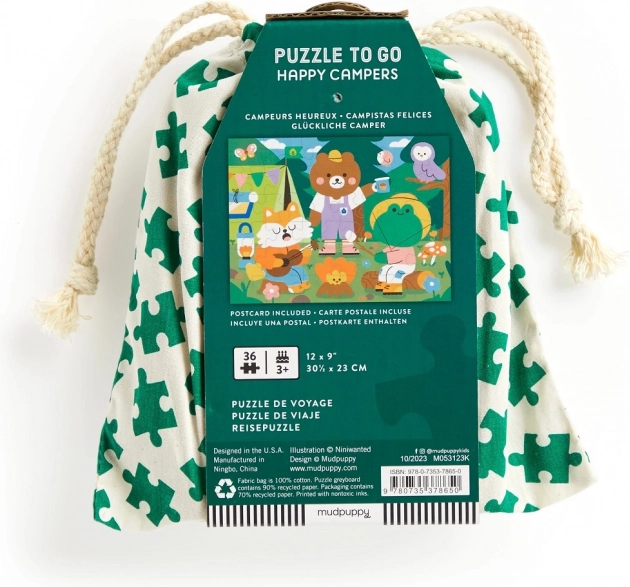 Mudpuppy Puzzle Camperii Veseli în săculeț textil