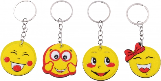 Breloc sclipitor cu emoticon – pandantiv dublu-față, 4 tipuri