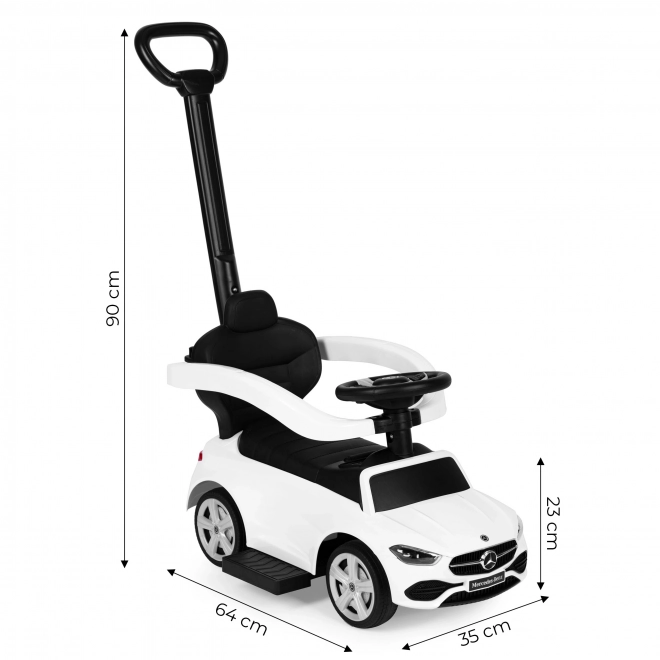 Mașinuță de împins Mercedes C Class cu volan interactiv alb