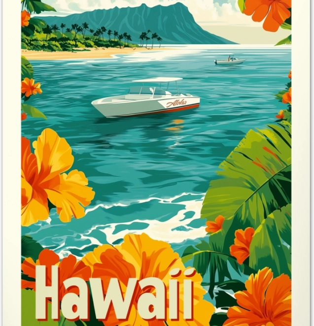 Calendar de perete Afișe vintage Paradisuri tropicale 2026