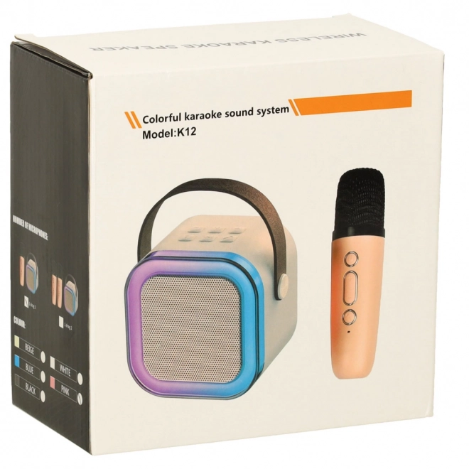 Set karaoke cu microfoane și boxă Bluetooth USB LED roz