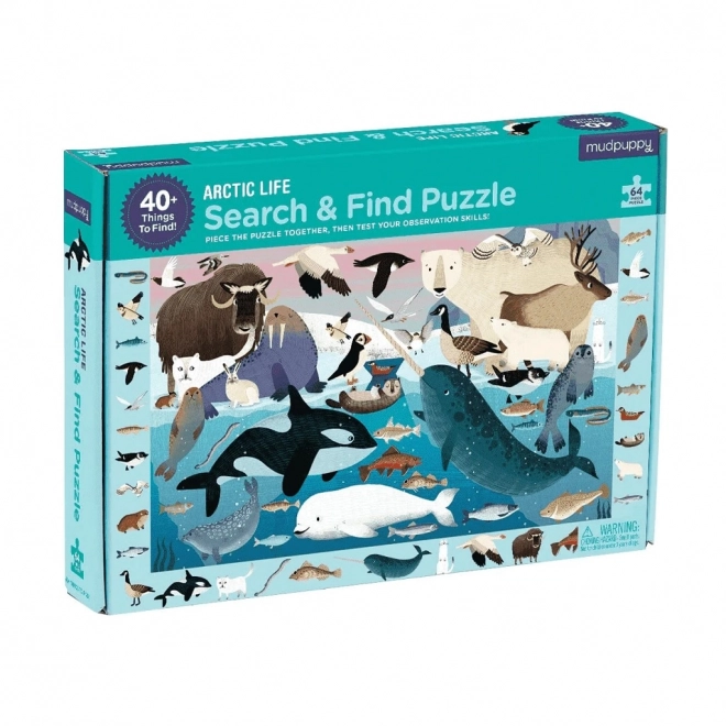 Puzzle Mudpuppy cu tematica Arctica cu 64 piese