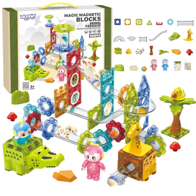 Magnetic blocks traseu pentru bile paradisul animalelor 104 elemente