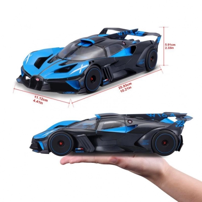 mașinuță Bburago Bugatti Bolide scară 1:18 albastră/neagră