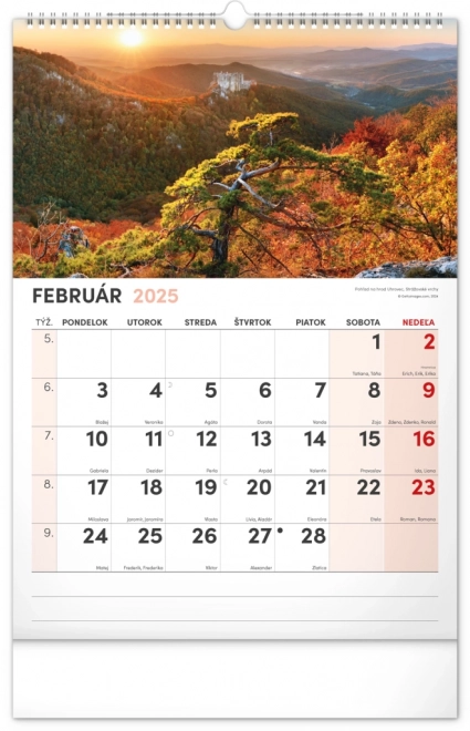 calendar de perete scene pitorești din slovacia 2025 cu calendar extra mare