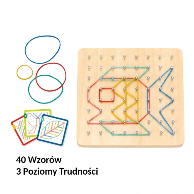 Jucărie educativă Geoplan cu elastice din lemn Woopie