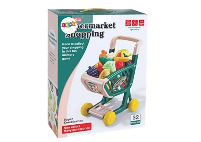 Coș de cumpărături pentru copii Set de legume și fructe verde