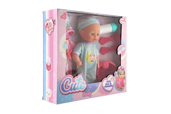 Păpușă bebeluș cu corp solid și accesorii în cutie