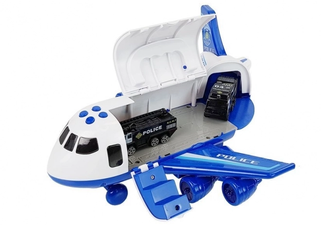 Avion de transport polițienești cu mașinuțe și efecte speciale