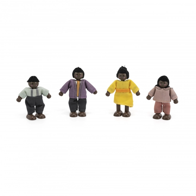 Set de păpuși din lemn cu haine din material - 4 figurine