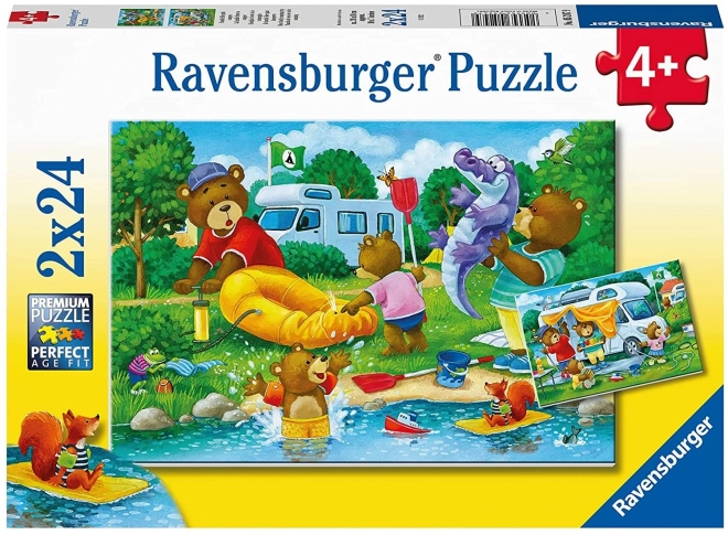 Puzzle Ravensburger Familia de urși în camping 2x24 piese