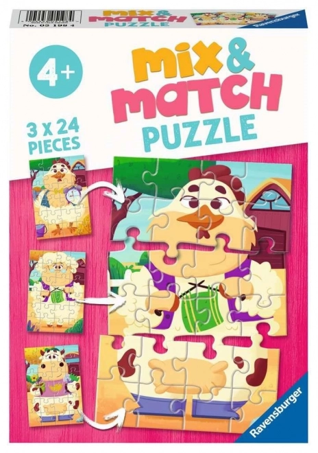 Puzzle Mix&Match: Prietenii mei de la fermă 3x24 piese