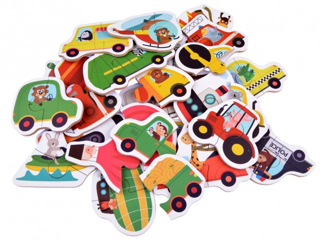 set colorat de puzzle cu vehicule pentru copii