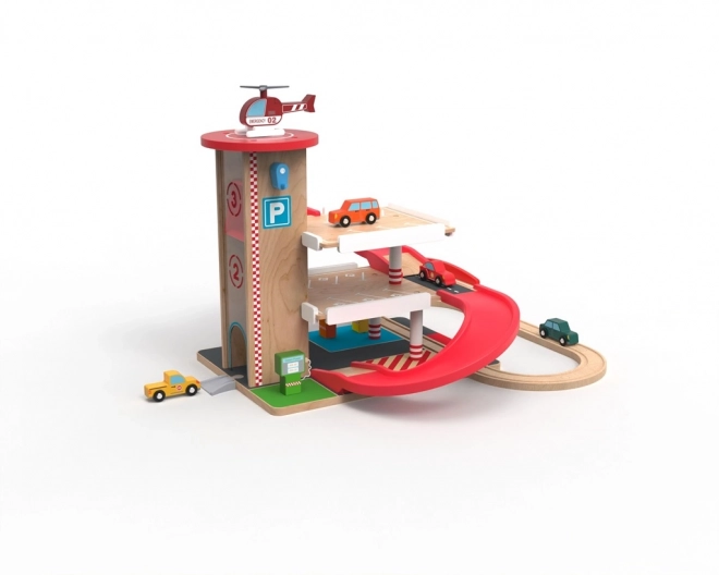 Garaj și pistă din lemn 2Kids Toys