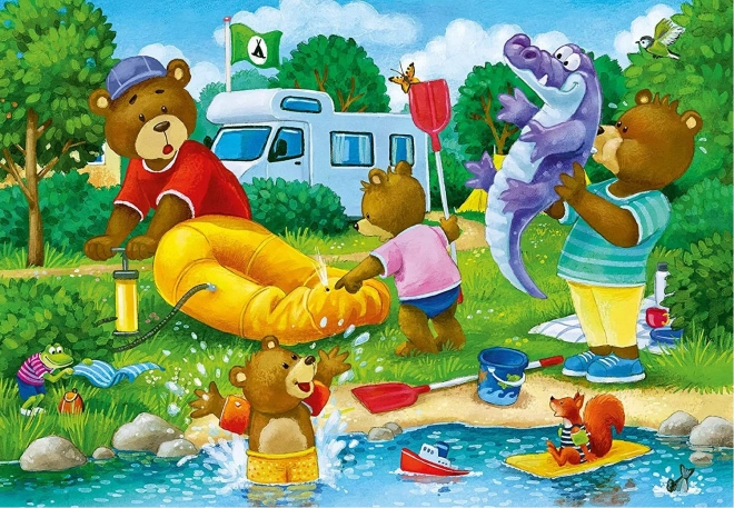 Puzzle Ravensburger Familia de urși în camping 2x24 piese