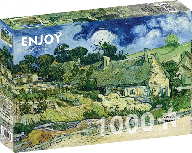 Bucurați-vă de puzzle-ul Vincent van Gogh: Căsuțe cu acoperiş de stuf în Cordeville 1000 de piese