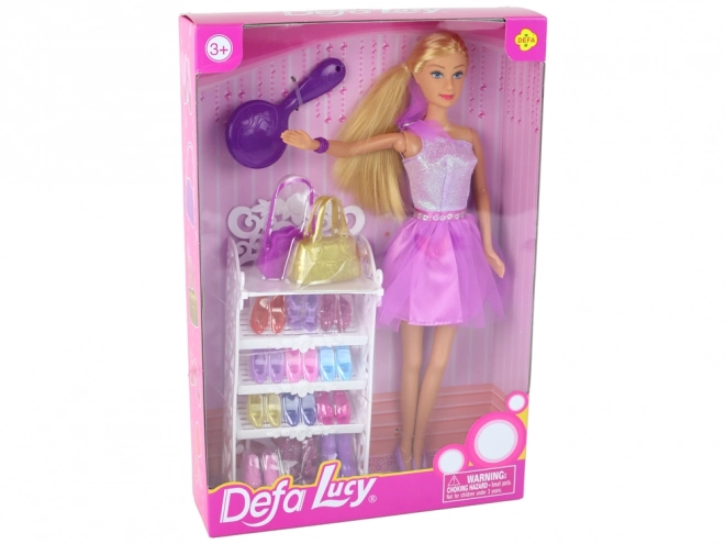 Rochie pentru păpușa Lucy Set pantofi mov strălucitori
