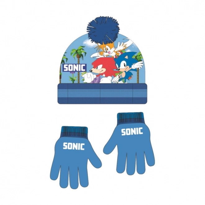 Set caciulă și mănuși Sonic pentru copii