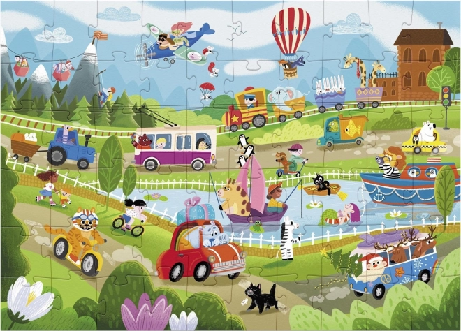 Puzzle DODO Transport în mediul rural - 60 piese