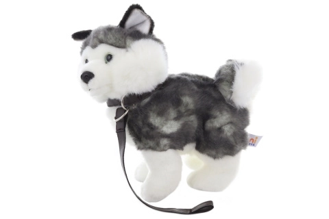 Husky de pluș cu lesă 25 cm