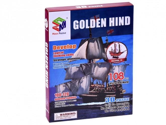 Puzzle 3D navă Golden Hind