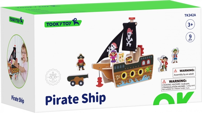 Corabie pirat din lemn cu figurine Tooky Toy