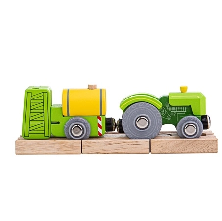 Tractor cu remorcă Bigjigs Rail verde